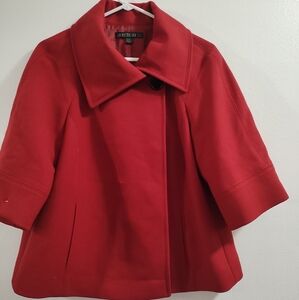 Lafayette 148 New York Quarter Sleeve waist length One button crossover jacket.
